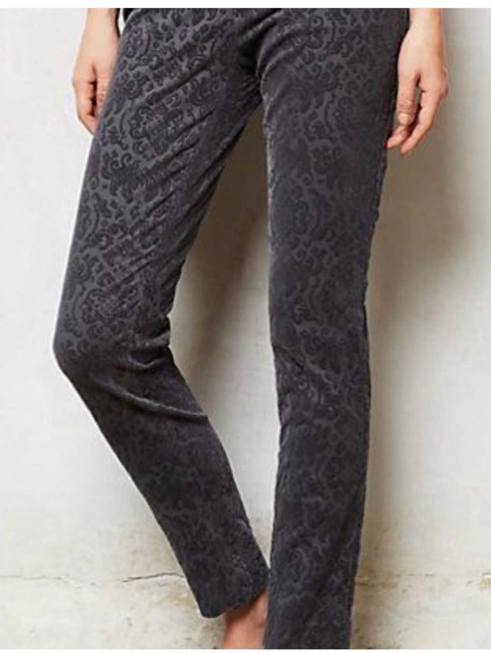 Cartonnier Anthropologie Charlie Ankle Flocked Pants Trendy Classy
